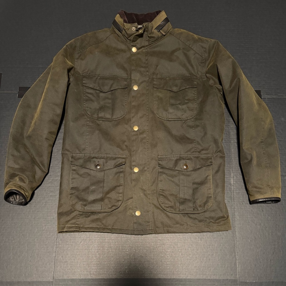 Barbour Latrigg Olive Wax Cotton Field Jacket with Cord Collar